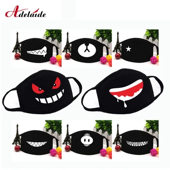 

1pcs Anime Mask Fun Expression Mouth fabric Mask Cartoon Face Dustproof Cotton Anti Reusable Double Mouth Mask For Kids Adult
