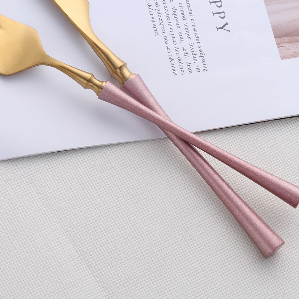 Pink Gold Cutlery Set Housewife 304 Stainless Steel Fork Dining Tea Spoon Table Knife Set Cutlery Set Knives Forks and Spoons