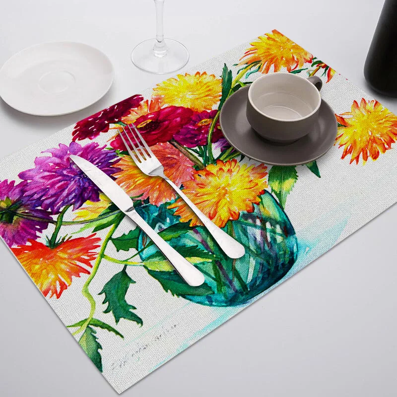 Fuwatacchi красочные цветочные картины чашки подставки многоразовые обеденный стол салфетки для принадлежности для ресторанов домашний декор - Цвет: 560