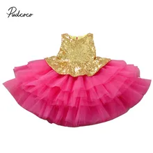 Детское От 0 до 4 лет платье с блестками для маленьких девочек многослойное платье принцессы без рукавов для дня рождения и торжества детская одежда с украшениями