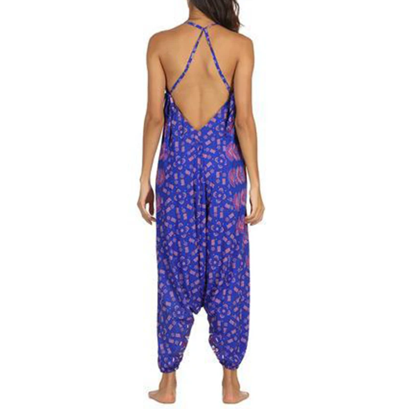 Женский комбинезон Wid Leg Pants Playsuit с цветочным ремешком без рукавов с v-образным вырезом и высокой талией