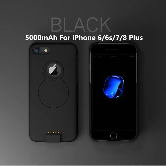 Для iP 8/7/6 Расширенный чехол для аккумулятора телефона для iPhone 8/7/6s/6 Plus Беспроводной магнитный чехол для зарядного устройства для iPhone Xs/X - Цвет: Black 2