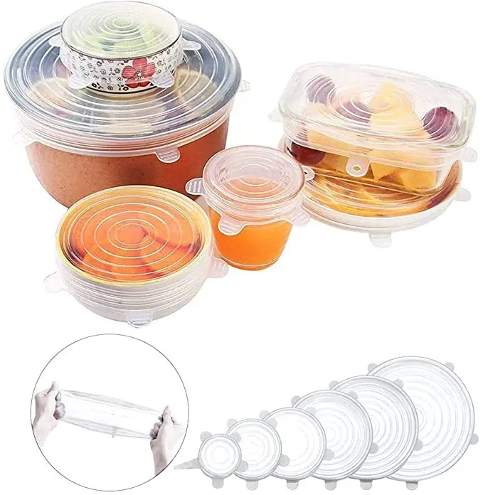 6/12/18/24 Pcs Silicone Cover Stretch Lids Reusable Airtight Food Wrap Covers Keeping Fresh Seal Bowl Stretchy Wrap Cover