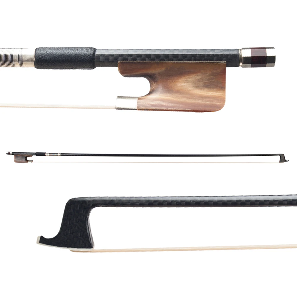 15/16 Inch Viola Bow Well Balanced Carbon Fiber Round Stick OX Bone Frog Horsetail Hair Viola Parts Accessories