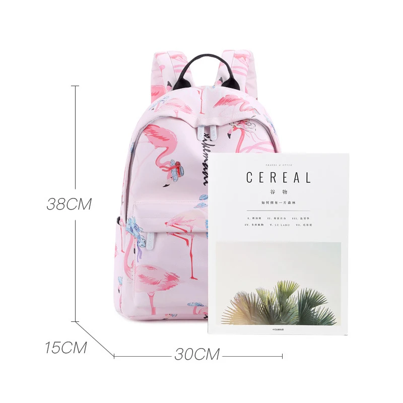 Мини-женский рюкзак с принтом фламинго, водонепроницаемый нейлоновый школьный рюкзак для колледжа, студентов, школьные сумки для девочек-подростков, Женская Повседневная сумка для книг