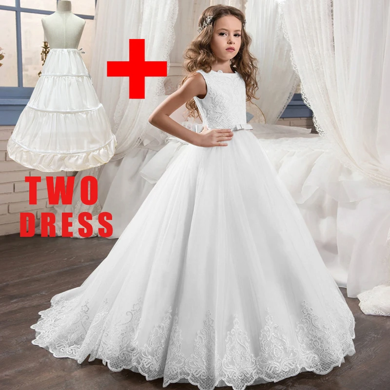 2022 Teen Wedding Girl Dress First Comunion for Evening Princess Flower Kids Clothes Costume Vestido 8 -14 Year | Детская одежда и