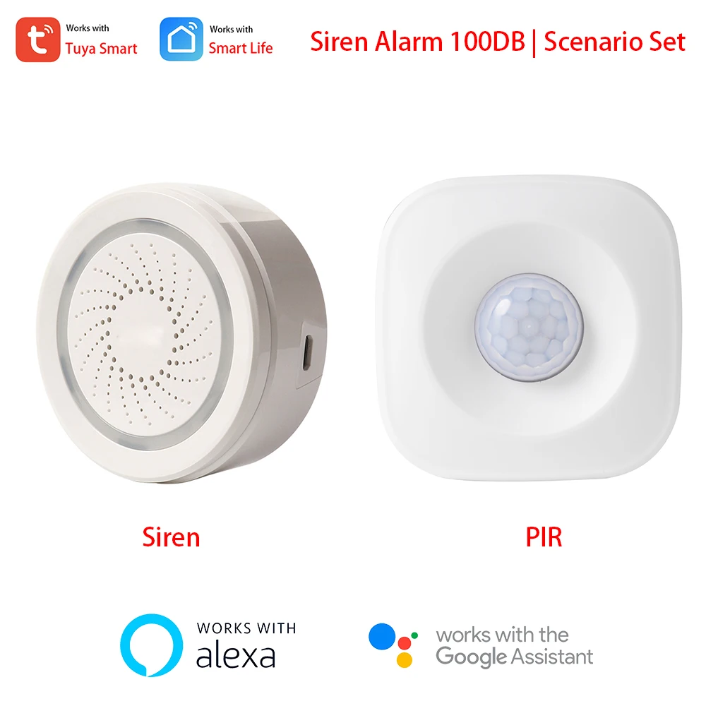 Alexa Google Tuya Motion Pir Sensor Detector Triggered 100db Siren