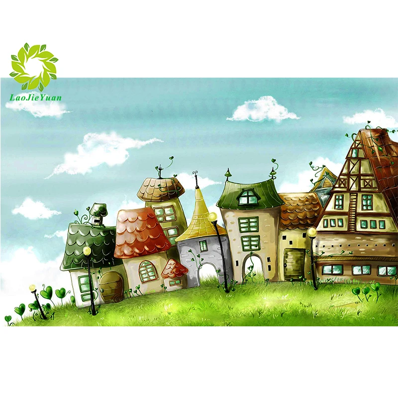 Полная дрель Алмазная картина DIY Мультяшные дома Стразы мозаика текст вышивка