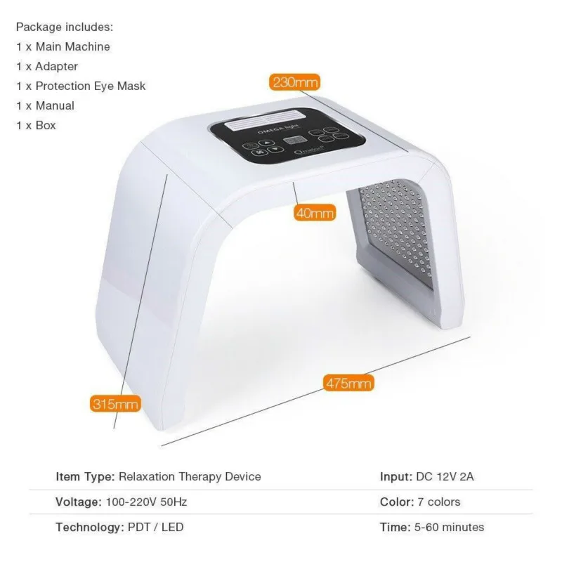  IPL Colorful Light Led Mask Rejuvenation Firming Shrink Pores Facial Led Mask 7 Colors Machine Anti - 4000437937409