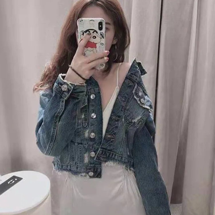 

Overplus of Goods Exported to Europe And US Female Jeans Coat 2019 Spring And Autumn New Products England Versatile Single Breas