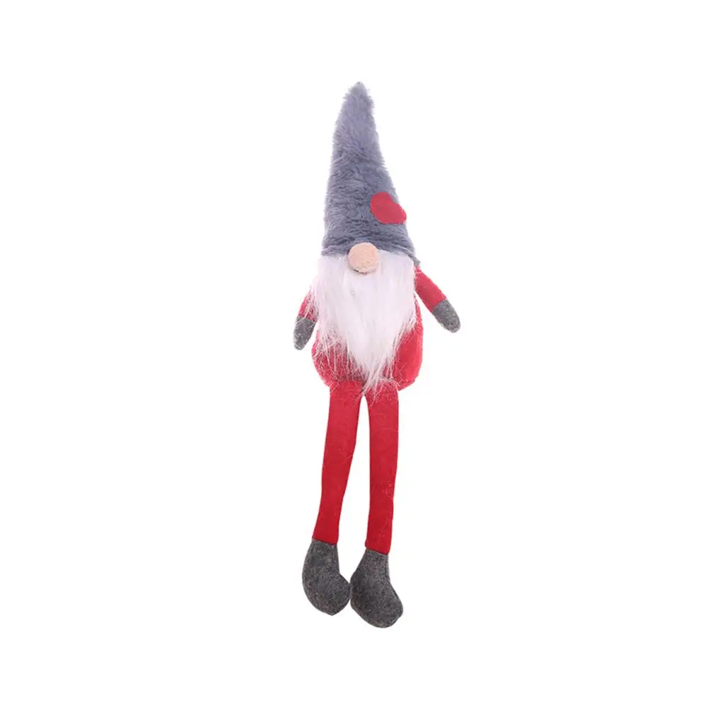 10*28 см веселая Рождественская кукла плюшевые игрушки ручной работы рождественские усы длинная кукла с ногами праздничные украшения Рождественские украшения подарок детям - Цвет: Gray
