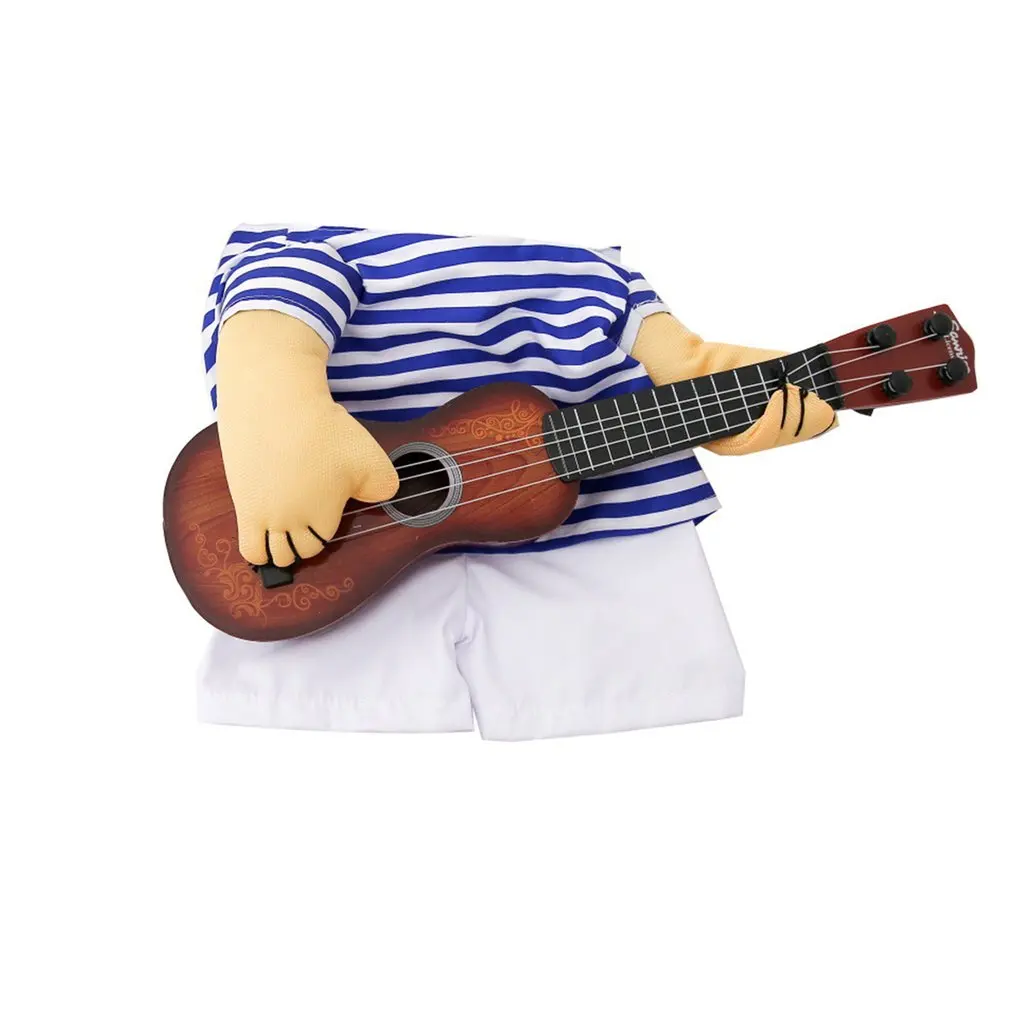 Funny Pet Funny Holding Guitar Suit Funny Pet Dog Clothes Guitar Dog Transformation Suit Catwalk Playing Guitar photo