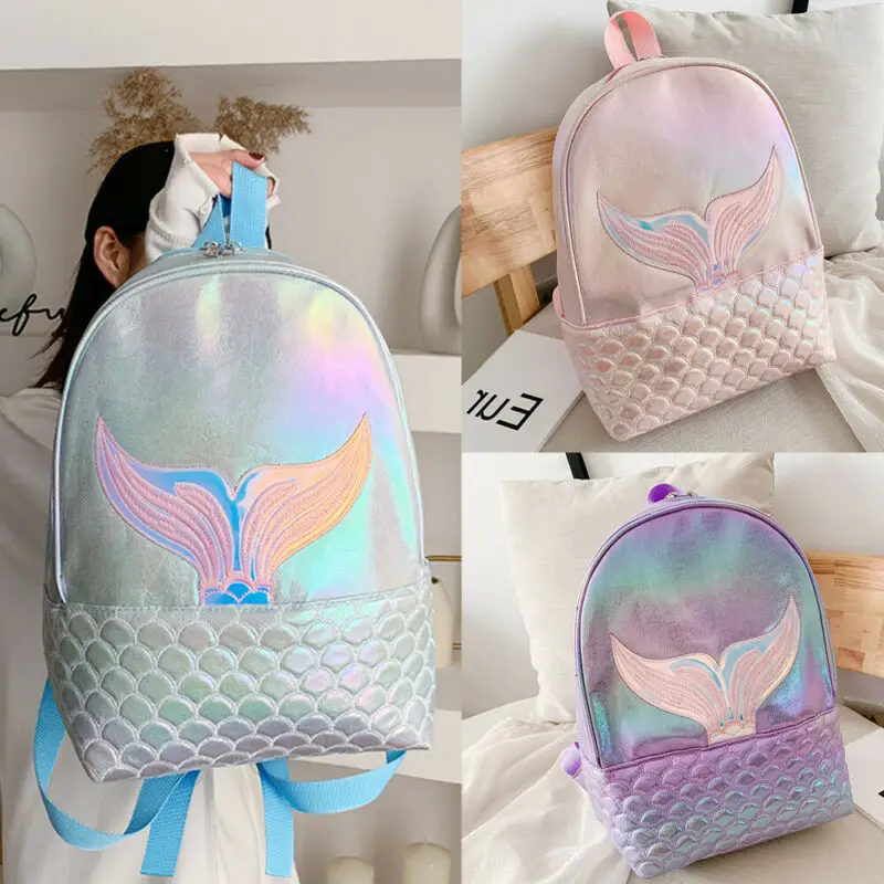 2020 el más nuevo caliente las mujeres las niñas bolsas brillantes mochila sirena chica libro de la escuela bolso de hombro mochila PU láser mochilas para viajes