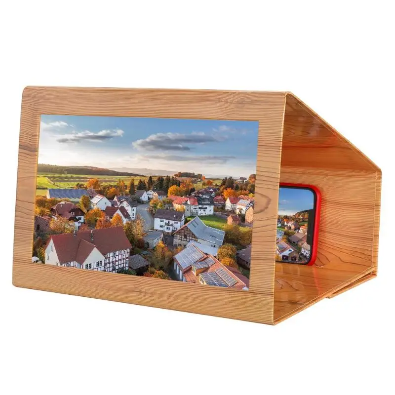wood 12 inch 12-дюймовый деревянный складной кронштейн увеличитель для экрана телефона 3D HD видео усилитель - Цвет: wood 12 inch