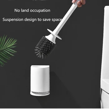 

TPR Durable Wall Mounted Multifunction Portable Scrubbing Lightweight With Base Toilet Brush Soft Cleaning Long Handle Tools