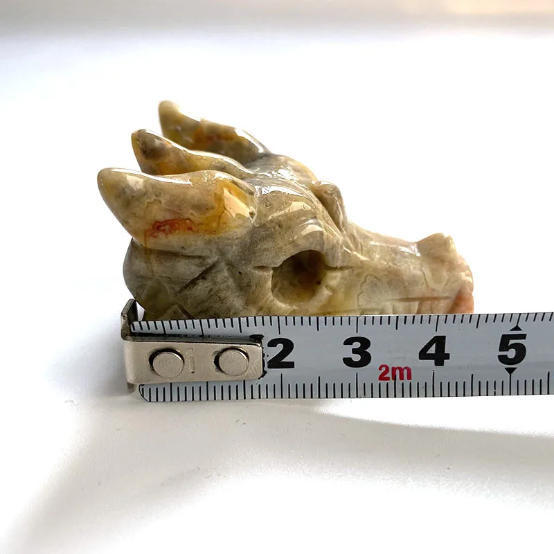Высокое качество Crazy Agate Dragon Skull ручная резная Хрустальная Статуэтка-череп для украшения подарка или коллекции