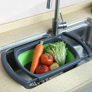 

Simple Collapsible Over The Sink Retractable Colander Water Filter Basket Household Vegtable&Fruit Colander Kitchen Tool LC