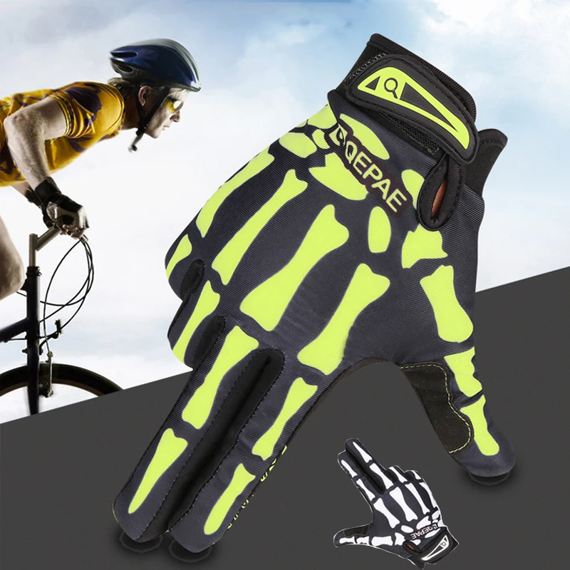 Теплые велосипедные перчатки унисекс, крутые снежные лыжные перчатки с рисунком скелета, перчатки для катания на лыжах, на открытом воздухе, для кемпинга, мотоцикла, велосипеда, перчатки на полный палец