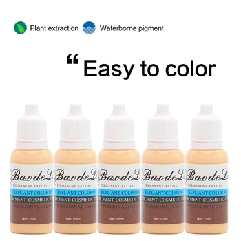 

5pcs Permanent Makeup Pigment 15Ml Cosmetic Tattoo Ink Color Setting Pigment For Fretting Eyebrow Lip Makeup (Beige)