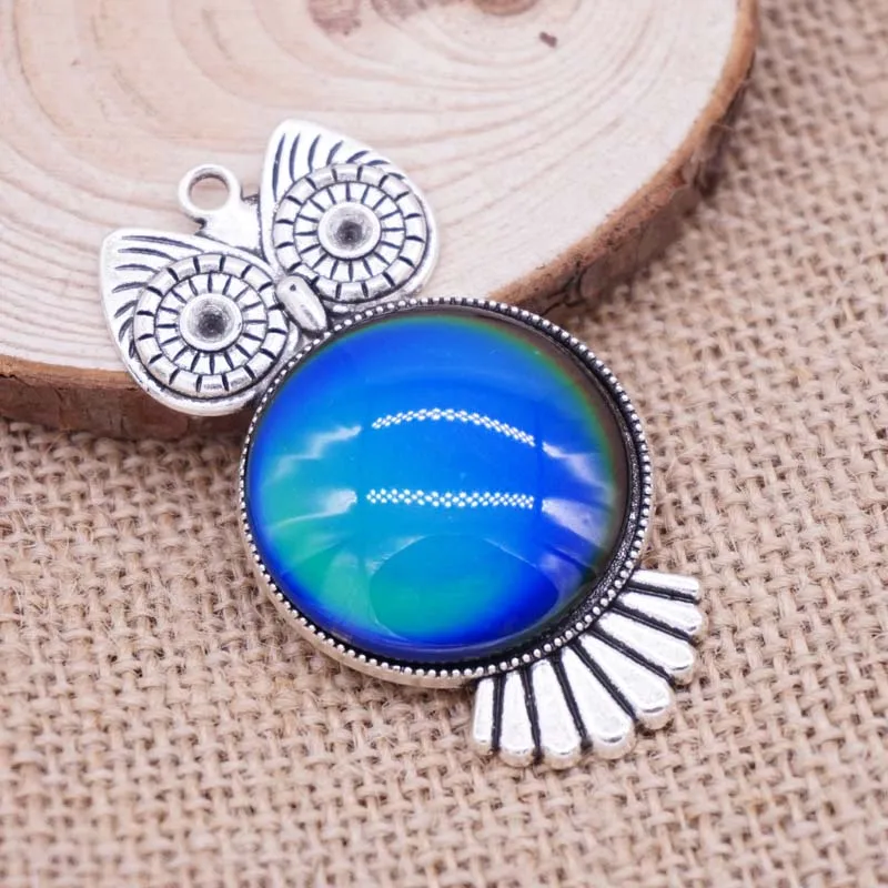 

2019 Newest Owl Shape Vintage Necklace Pendant Owl Alloy Pendant Emotion Feeling Changing Color Mood Necklace Pendants