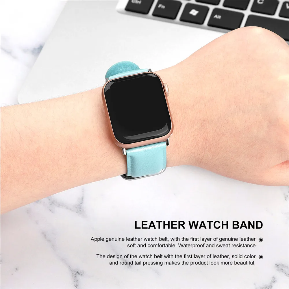 Ремешок для часов из натуральной кожи для Apple Watch 5, 4, 44 мм, 40 мм, 38 мм, 42 мм, спортивный ремешок, браслет, аксессуары для iwatch 3, 2, 1
