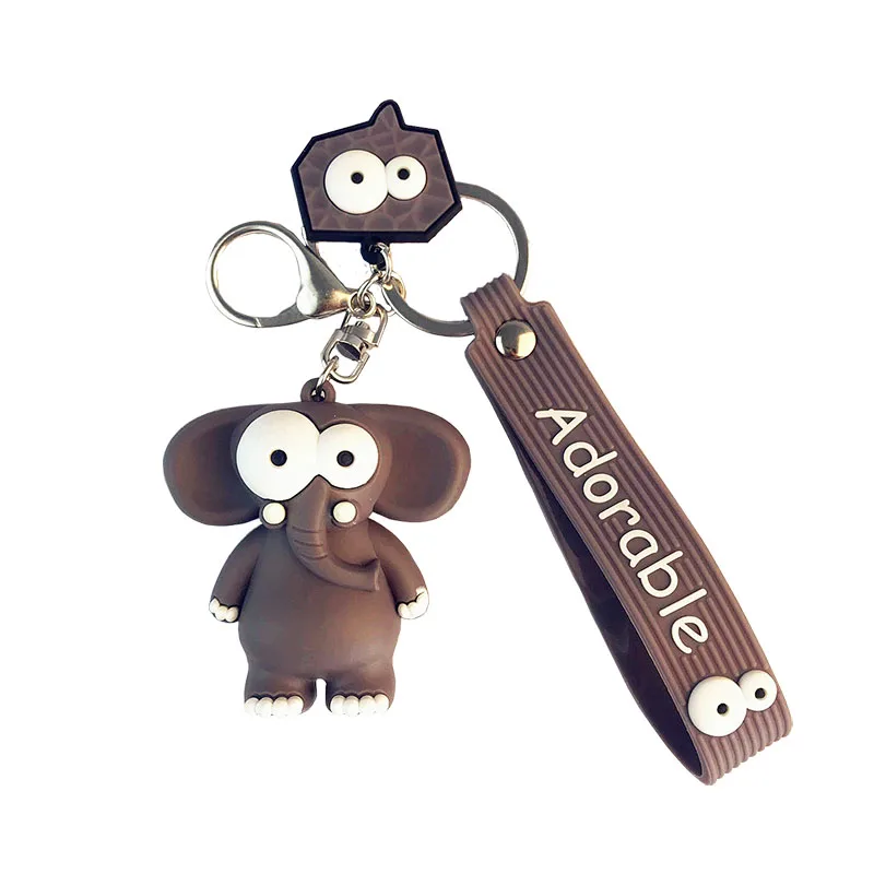 Epoxy Playful Monkey Keychain Elephant Cute Trinket Women Men Couple Pendant Bag Car Key Ring Jewelry Lanyard Accessory Gift Toy 6