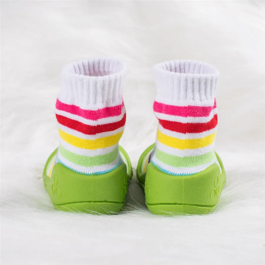 Baby shoes newborn kids non-slip socks baby shoes  soft rubber soles baby shoes girls rainbow stripes toddler boys shoes 35A15 (25)