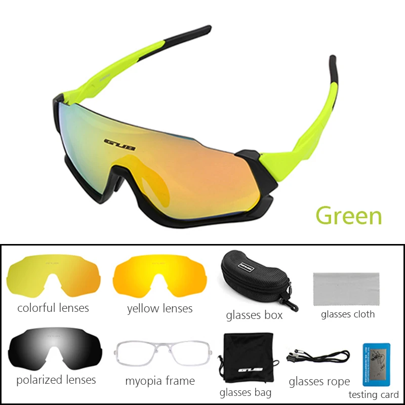 Green GUB поляризационные велосипедные очки для мужчин и женщин MTB дорожный велосипед очки для верховой езды анти-УФ ветрозащитный Открытый Спорт солнцезащитные очки - Цвет: Green
