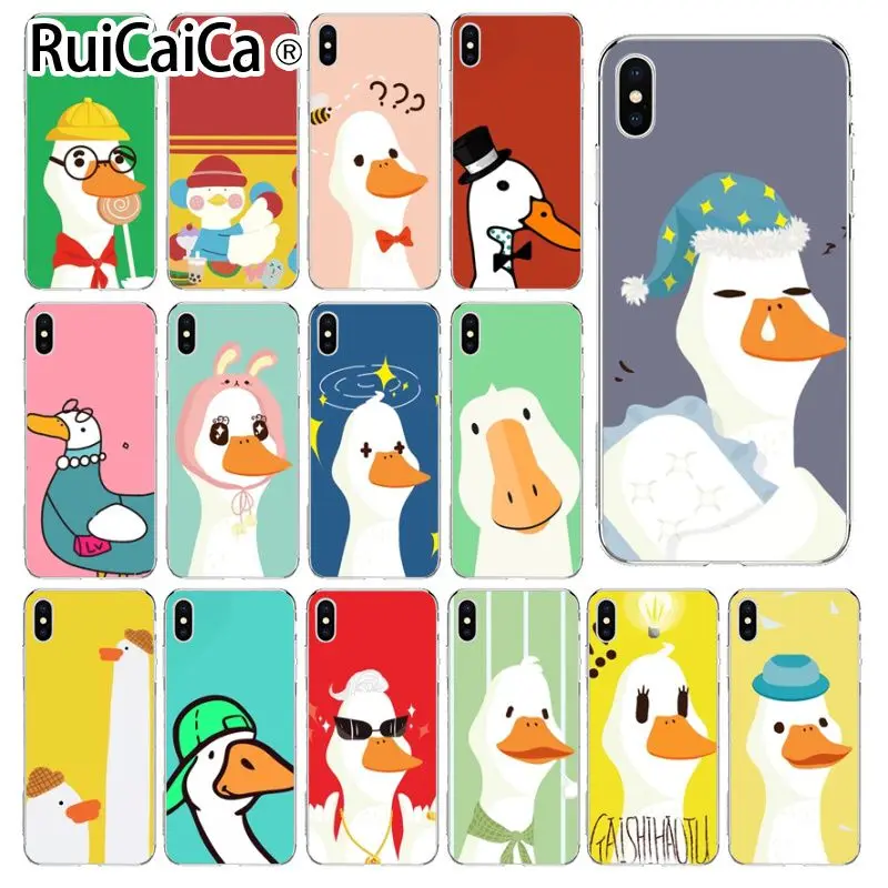 

Ruicaica Super cute cartoon duck goose Transparent Soft Shell Phone Cover for iPhone X XS MAX 6 6S 7 7plus 8 8Plus 5 5S XR