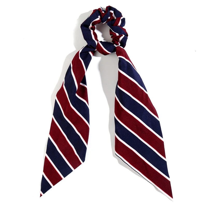 3 Blue Red Модные аксессуары для волос, длинный шарф, ленты, резинка для волос для женщин, галстук-бабочка, эластичный конский хвост, держатель, резинки для волос для девушек, аксессуары для волос - Цвет: 3 Blue Red