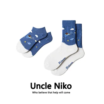 

Angel Women Sock Patchwork Cartoon Crew Ladies Socks White Unisex Warm Casual Cotton Sox Girls Autumn Winter Trendy Skarpetki