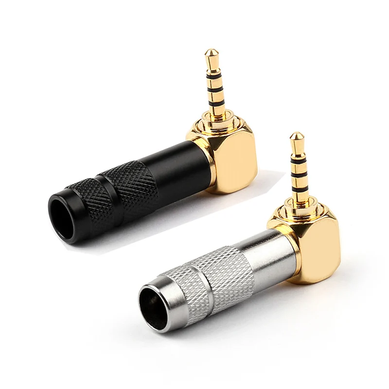 

10pcs/lot 2.5mm 4 Pole TRRS Male Plug Jack Gold Plated 90 Degree Angle Audio Connector Silver Black Connector