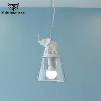 

Modern Children's Room Home Deco Led Pendant Lights Resin Elephant Lighting Living Room Art Pendant Lamp Kitchen Lights Fixture