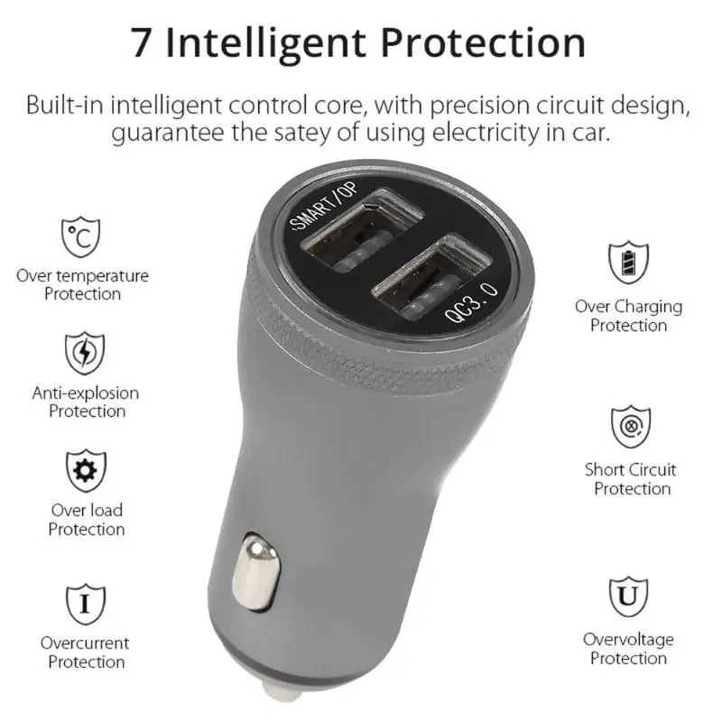 PQ3B 36W Автомобильное зарядное устройство QC 3,0 двойной USB адаптер для быстрой зарядки телефона