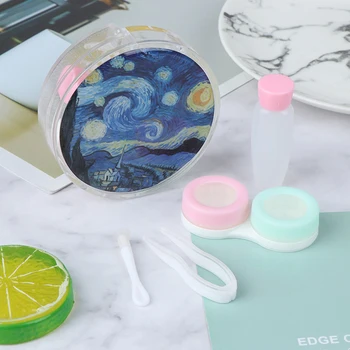 

Travel Portable Contact lens Case With Mirror for Eyes Care Kit Holder Women Colored Contact Lense Container Lovely Gift