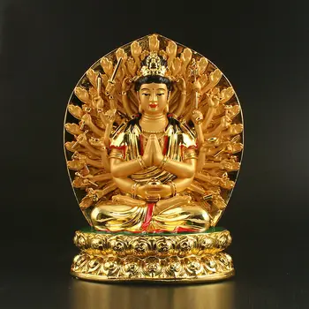 

Chinese Tibetan Buddhism Resin Gild 1000 Arms Avalokiteshvara Kwan-yin Guan Yin