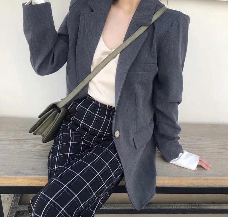 

Photo Shoot Net Price ~ CHIC Elegant Gray Korean-Style Slim Fit Suit Jacket