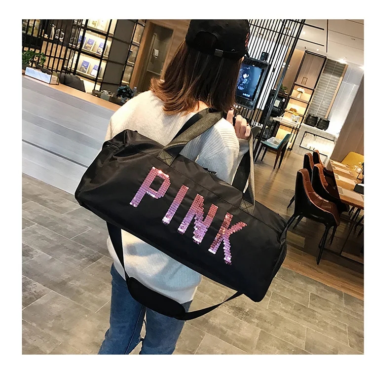 MOONBIFFY, дизайн, блестки, розовые буквы, спортивная сумка для спортзала, фитнеса, сумка через плечо, женская, мужская сумка, сумка для путешествий, вещевой мешок