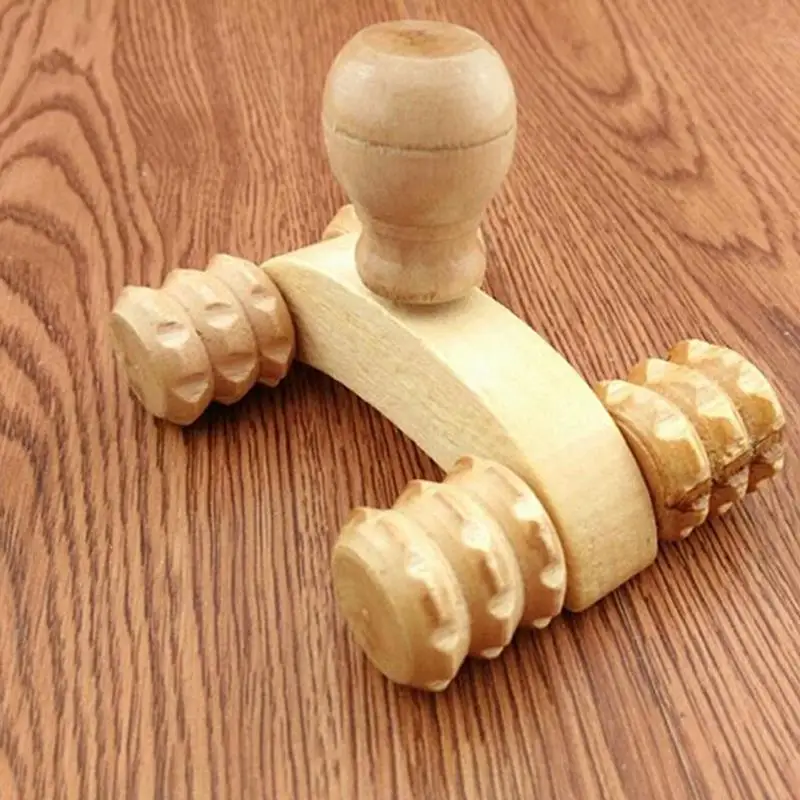 Solid Wood Full-body Four Wheels Wooden Car Roller Relaxing Hand Massage Tool Reflexology Face Hand Foot Body Therapy