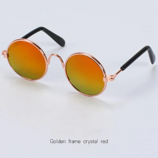 Очки cat John Lennon, Поляризационные солнечные очки в стиле хиппи Для Рейв, вечерние, круглые солнцезащитные очки, круглые линзы в стиле хип-хоп, Funnny Cat - Цвет: Gold frame stone red