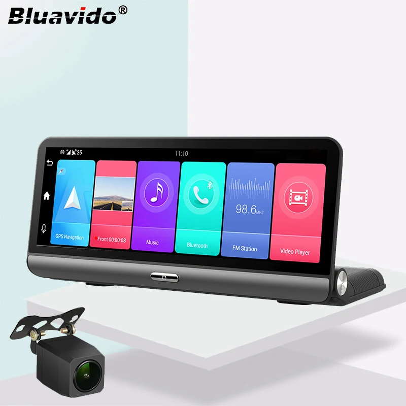 Bluavido 8 дюймов 4G Android Видеорегистраторы для автомобилей Камера GPS навигации ADAS FHD