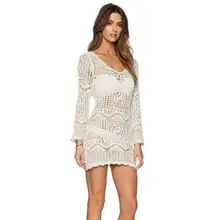 Женский купальный костюм, новинка, кружевное вязаное крючком бикини, накидка, женская пляжная одежда, летняя пляжная юбка, одежда