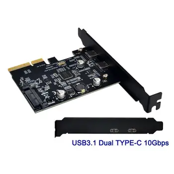 

10Gbps PCI Express X4 X8 X16 PCI-E to Dual USB 3.1 Type-C Adapter Expansion Card