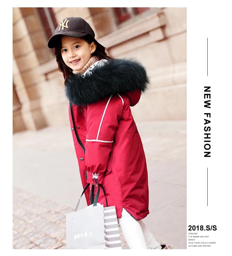 120-160cm new winter high quality fashion medium length girls down jacket kids winter coat kids winter jacket