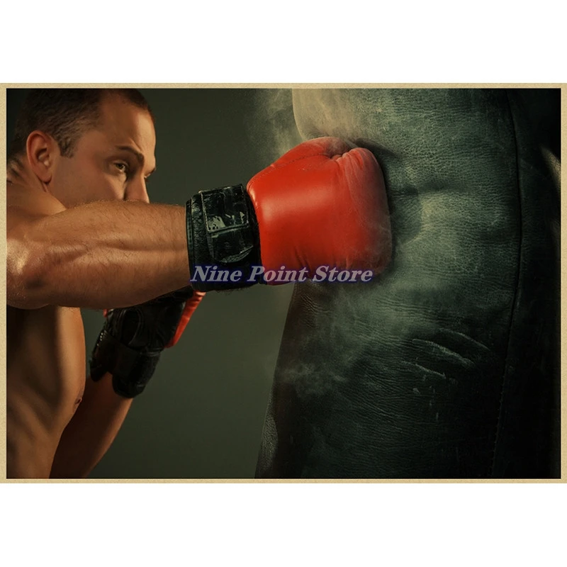 thumbnail image 1 of Póster de pintura de papel Kraft para entrenamiento de fitness y boxeo, pegatinas de pared para gimnasio, decoración del hogar, 1 of 5