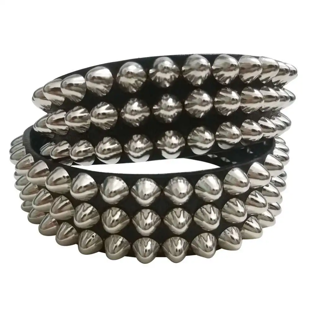 Панк Шипованный серебряный гвоздь три ряда растительного дубления кожа ...