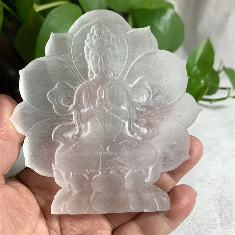 Natural Selenite Crystal Carvings  Figure Gypsum Ornament Statue Reiki Healing Decorative Sculpture Modern Room Design 3