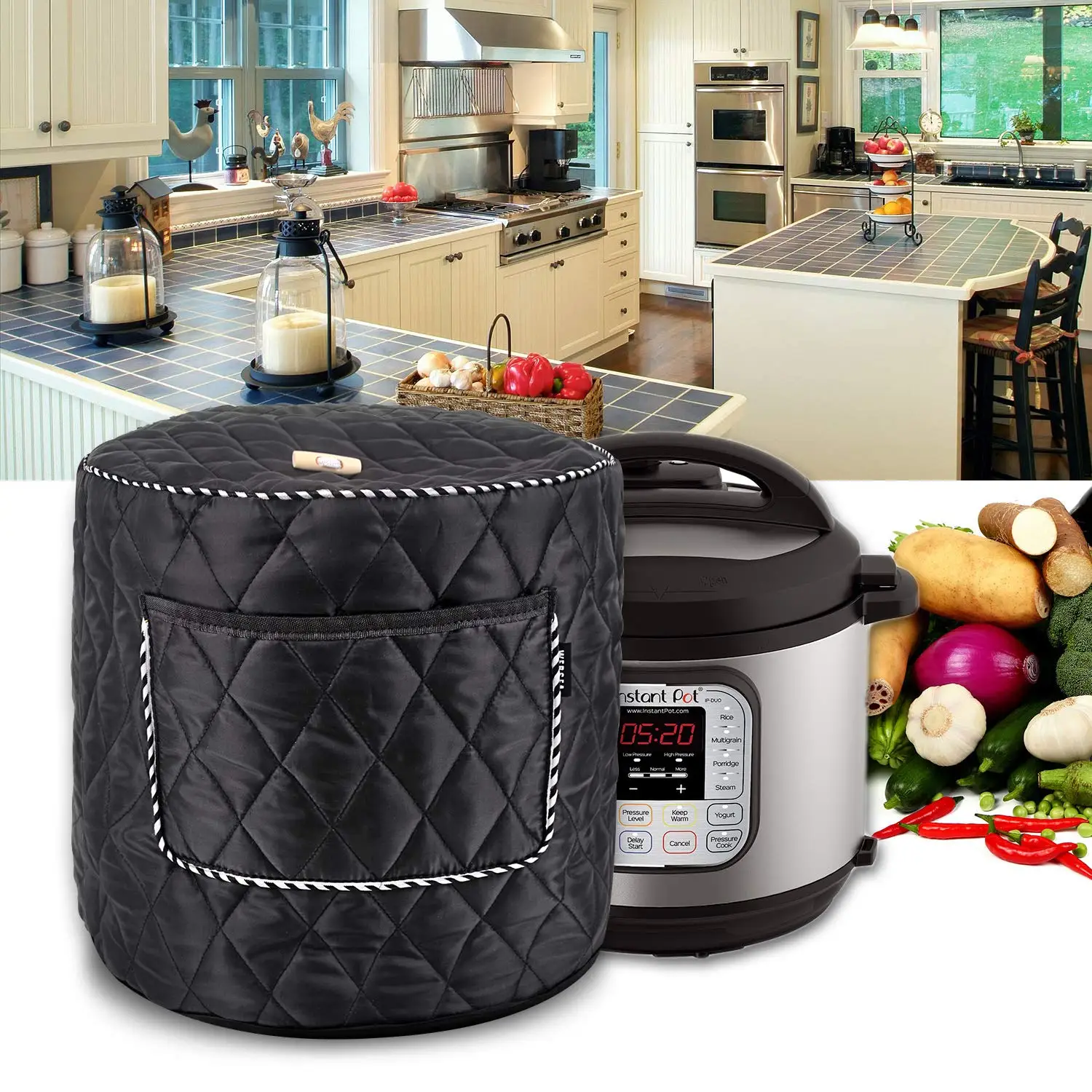 

Appliance Cover for 6/8 Quart Instant Pot and Electric Pressure Cooker with Front Pocket for Accessories
