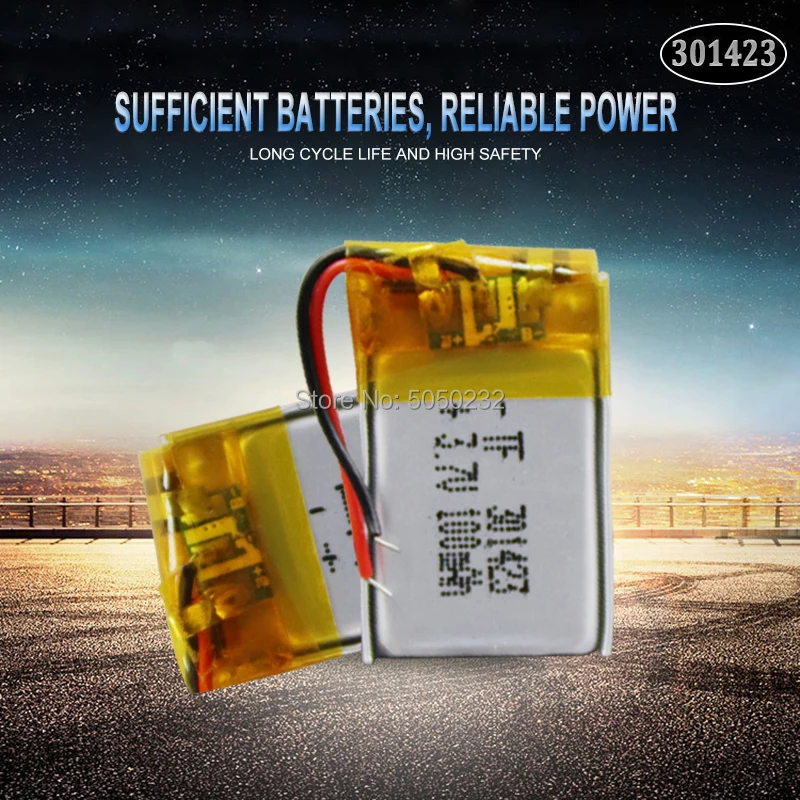 2 шт. Подлинная 3 7 V литиевая батарея 301423 Bluetooth гарнитура 100MAH для MEIZU MP3 динамик 031423