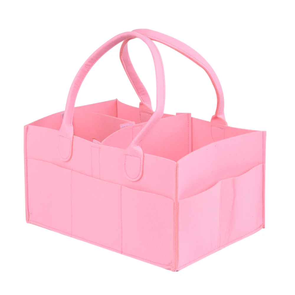 pink Сумка для хранения из войлочной ткани CALOFE, складная сумка для хранения детских подгузников большого размера, пеленальный столик, органайзер, корзина для хранения игрушек, автомобильный Органайзер - Цвет: pink